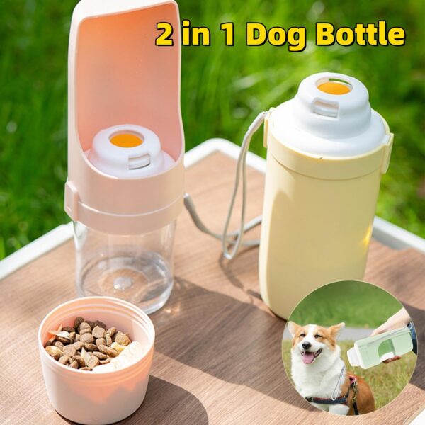 2-in-1 Travel Dog Water Bottle & Feeder, Portable Pet Water Dispenser for Outdoor Use