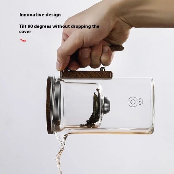 One-Click Magnetic Teapot with Wood Handle, Tea Water Separation and Filtration. - Image 6