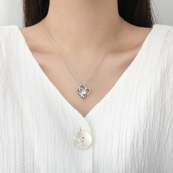 Zircon Double Heart Necklace with Rhinestones for Women. - Image 2