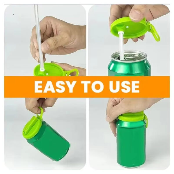 Reusable Soda Can Lid with Straw for Drinks. - Image 2