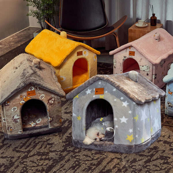 Foldable Pet Dog House with Removable Warm Bed.