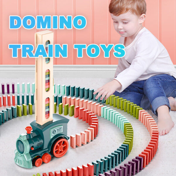 Domino Train Baby Toy, Electric Car Puzzle with Building Blocks.