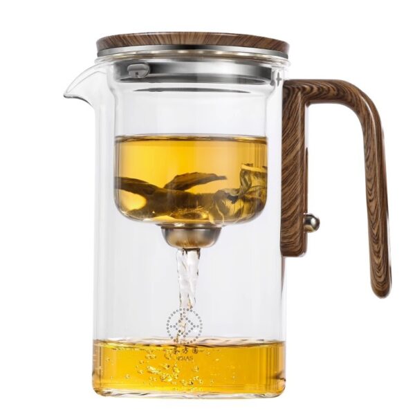 One-Click Magnetic Teapot with Wood Handle, Tea Water Separation and Filtration. - Image 3