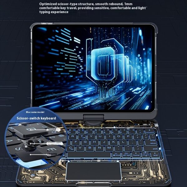 360° Swivel Clear Case for iPad with Smart Trackpad, Bluetooth Keyboard, and Pen Slot. - Image 7