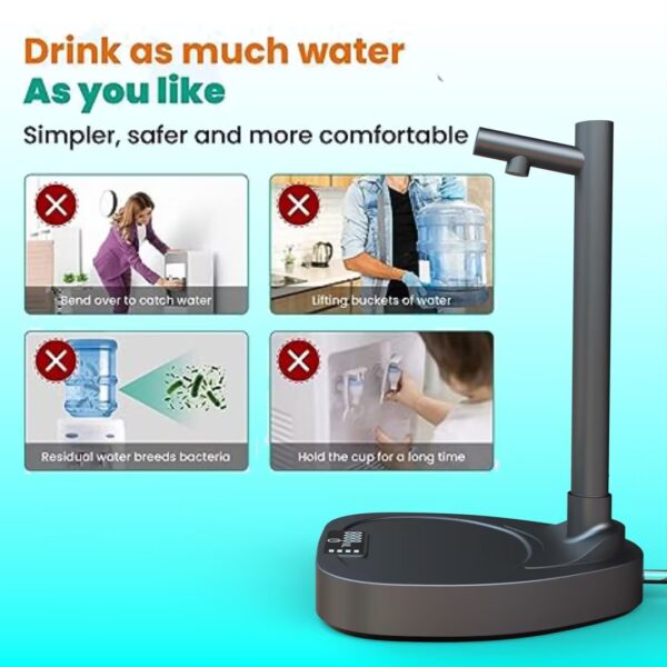 Extension Tube Automatic Desktop Water Dispenser, Rechargeable with Stand. - Image 2