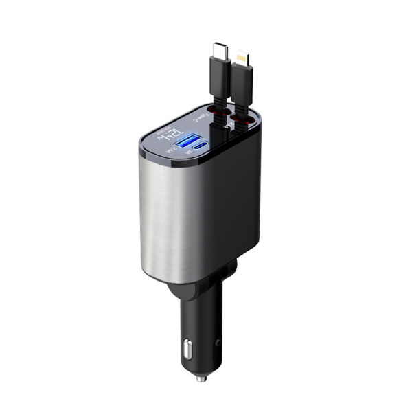 100W Metal Car Charger with USB and TYPE-C Port - Image 5