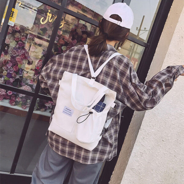 Harajuku Canvas Shoulder Bag with Pockets for Women. - Image 8