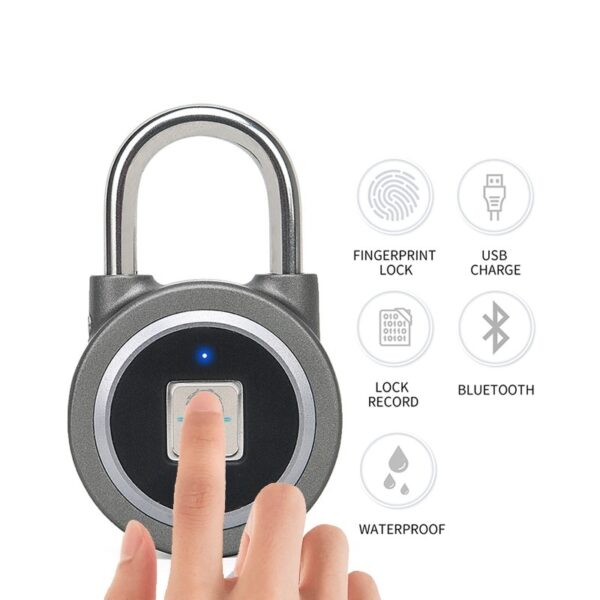 Smart fingerprint lock with Bluetooth and mobile app control, designed for luggage and trolley cases. - Image 4