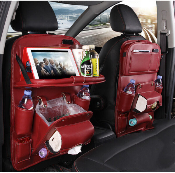 PU Leather Car Storage Bag, multifunctional, waterproof, hanging on the seat for interior organization. - Image 4