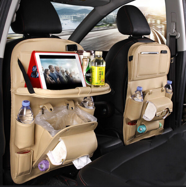 PU Leather Car Storage Bag, multifunctional, waterproof, hanging on the seat for interior organization. - Image 3