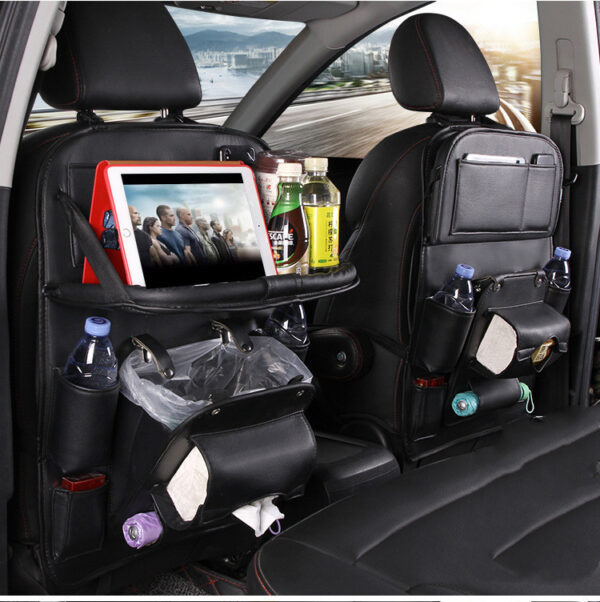 PU Leather Car Storage Bag, multifunctional, waterproof, hanging on the seat for interior organization. - Image 2