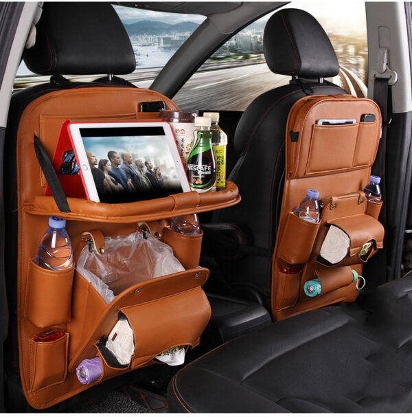 PU Leather Car Storage Bag, multifunctional, waterproof, hanging on the seat for interior organization. - Image 6