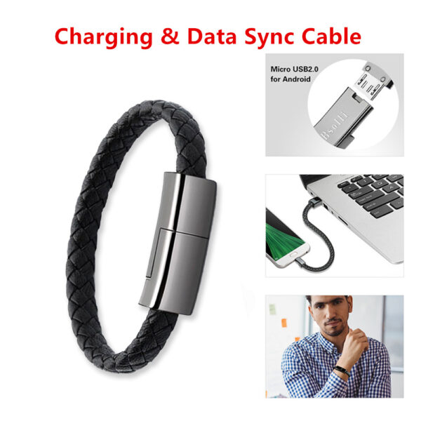 New USB charging bracelet cable for iPhone 14/13 Max, USB-C, and Micro cable for phones. - Image 2